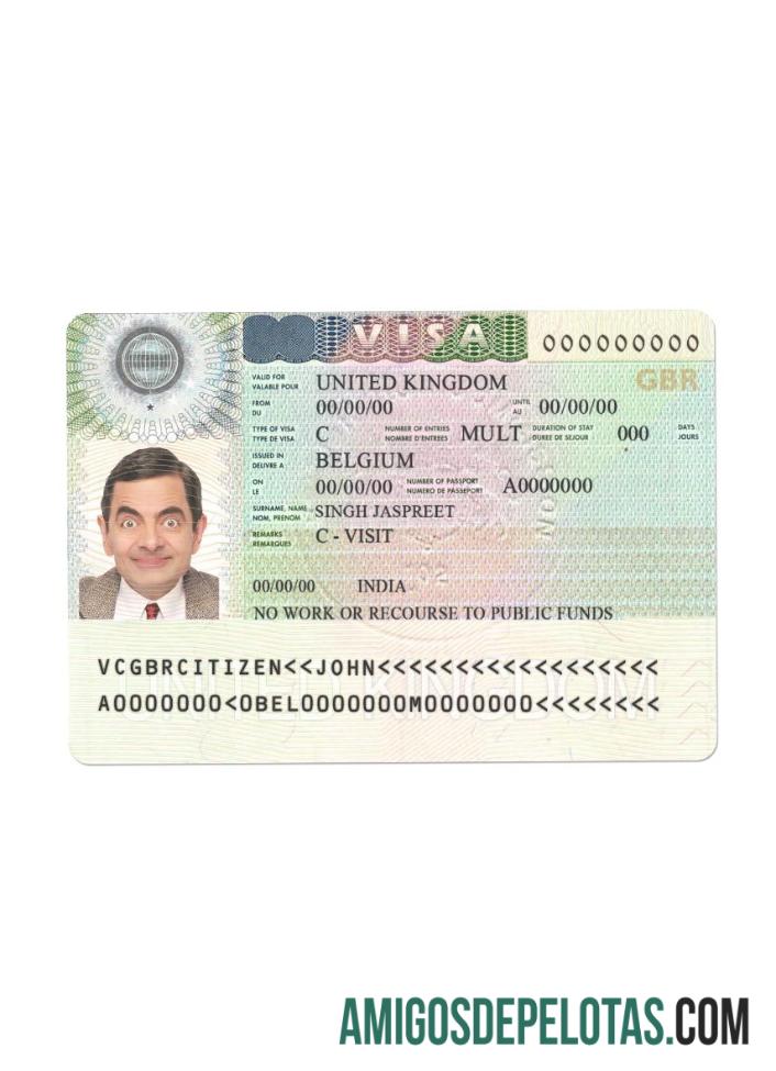 Visto para o Reino Unido Versão 2 amostra